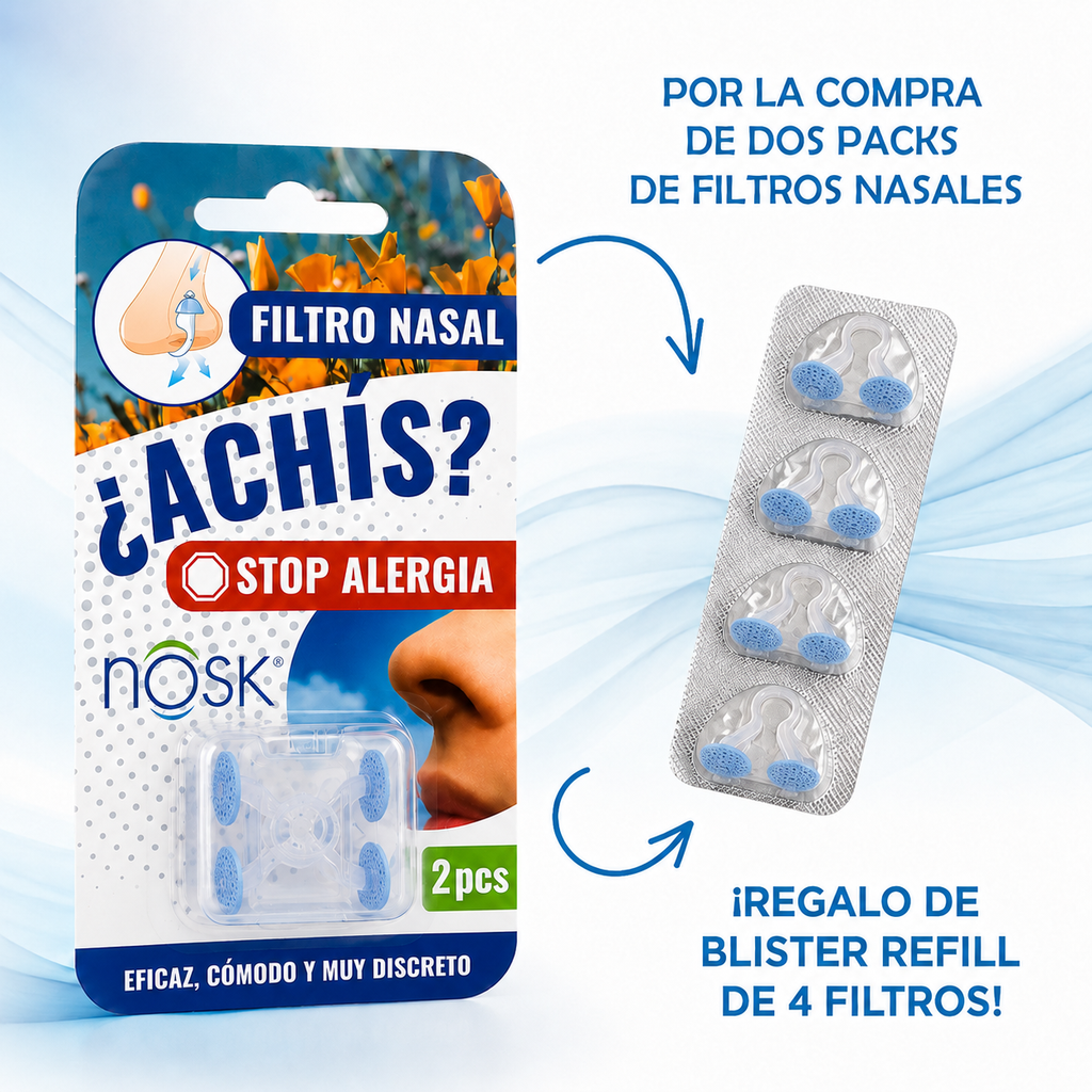 2 PACK FILTRO NASAL (2 packs de filtros) y regalo de blister con 4 filtros adicionales gratis